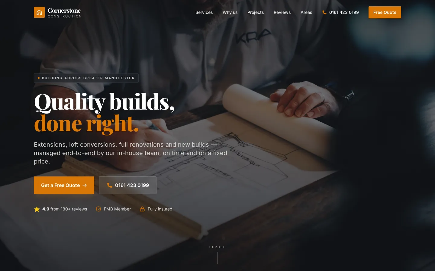 Cornerstone Construction — desktop view