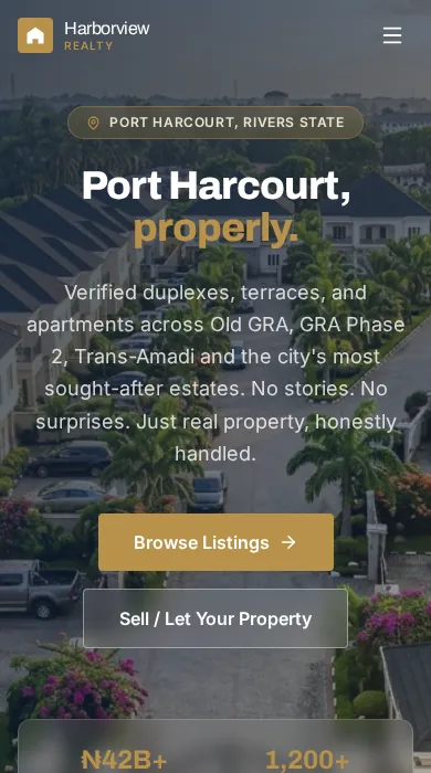 Harborview Realty — mobile view